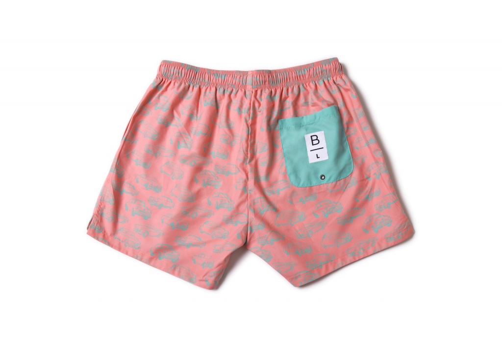 Men Swim Shorts Cars Pink